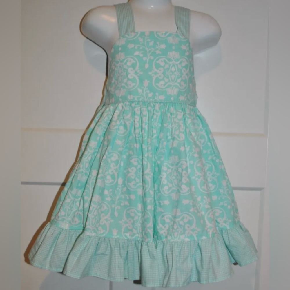 KELLY'S KIDS Flare Ruffle Bow Gingham Floral Dress 4-5